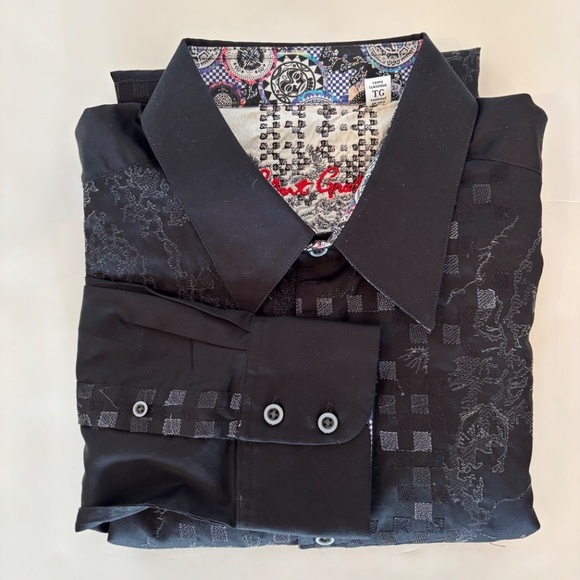 ROBERT Graham Luxury Long Sleeve Dress Shirt, XL, Black Embroidered - Picture 14 of 14